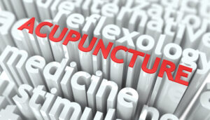 Decorative image comprised of type with acupuncture highlighted